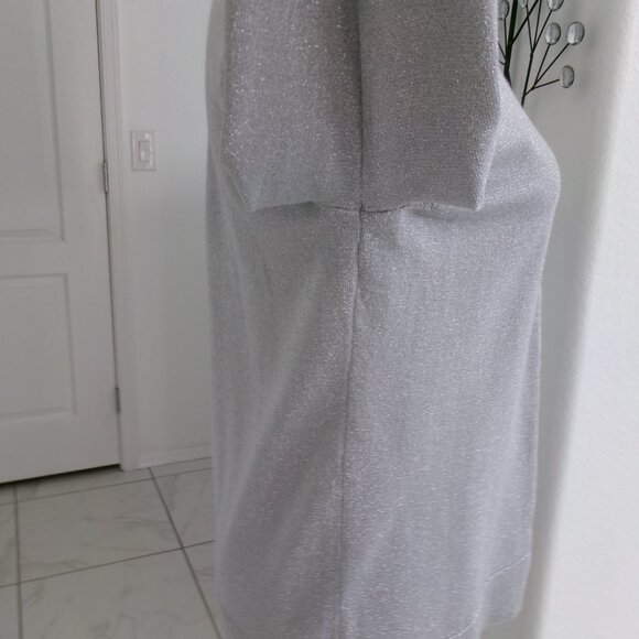 Like New Christoper & Banks Sparkly Silver Cardigan Sweater S - Picture 7 of 10